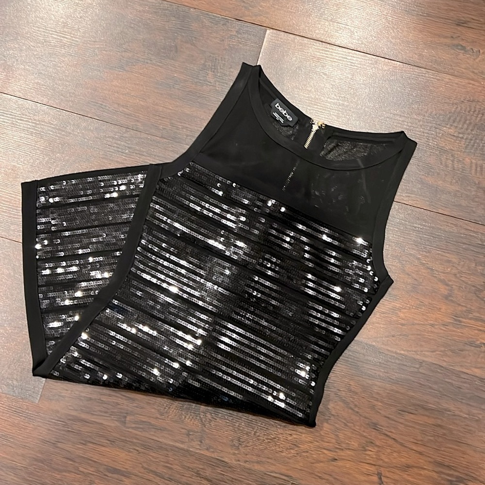 Bebe Small sequin bandage midi dress.